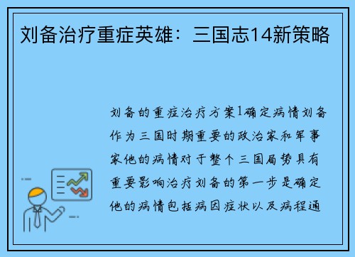 刘备治疗重症英雄：三国志14新策略